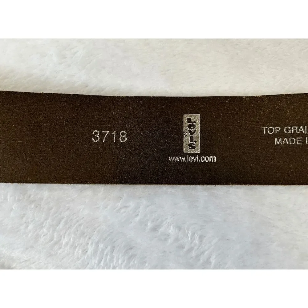 Men's Levi SilverTab Top Grain Leather Belt Size 34/85 Solid Brass Buckle